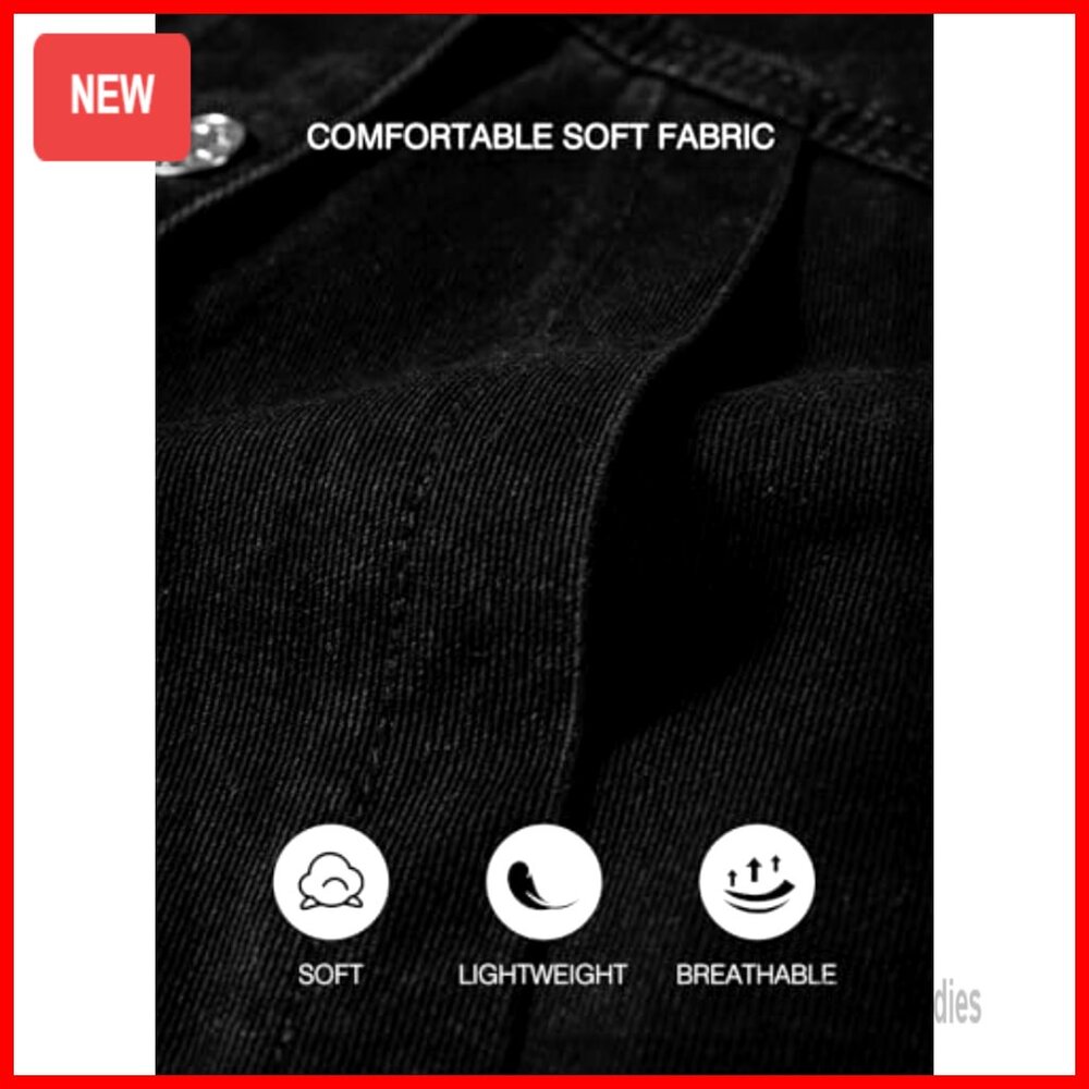 Denim Jacket Drop Shoulder Button Front Casual Lo… - image 6